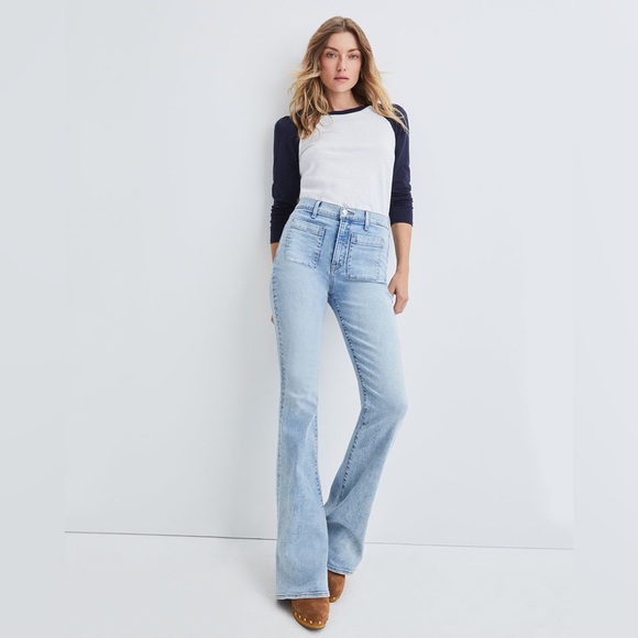 Veronica Beard FLORENCE FLARE-LEG JEANPATCH POCKETS
